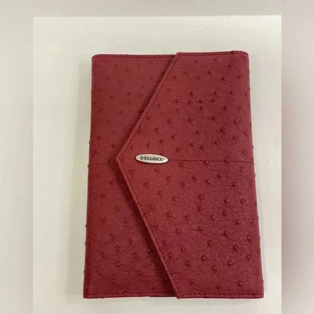 Rolodex Red Faux Leather Personal Organizer Notepad & Business Card Sleeves